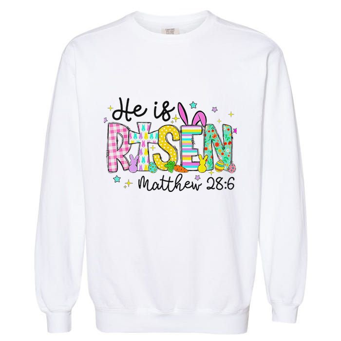 He Is Risen Jesus Christian Happy Easter Garment-Dyed Sweatshirt