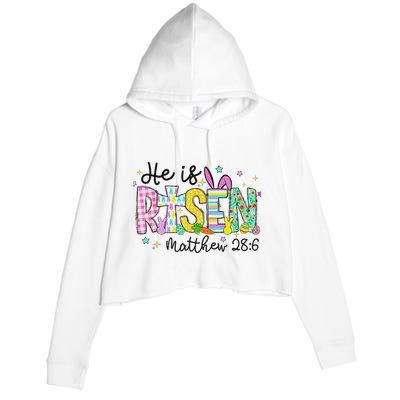 He Is Risen Jesus Christian Happy Easter Crop Fleece Hoodie