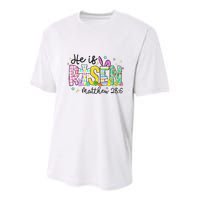 He Is Risen Jesus Christian Happy Easter Youth Performance Sprint T-Shirt