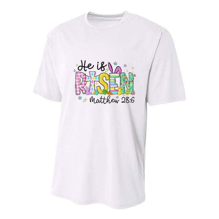 He Is Risen Jesus Christian Happy Easter Youth Performance Sprint T-Shirt