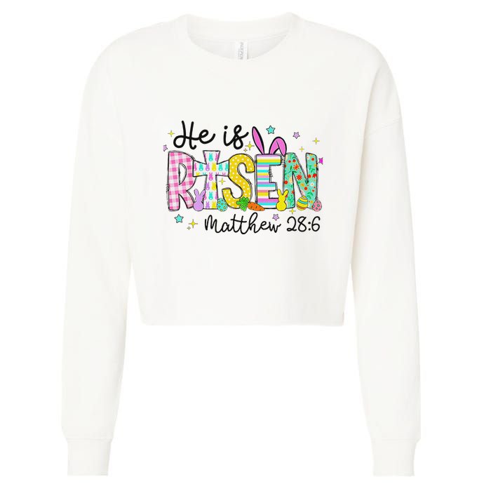 He Is Risen Jesus Christian Happy Easter Cropped Pullover Crew