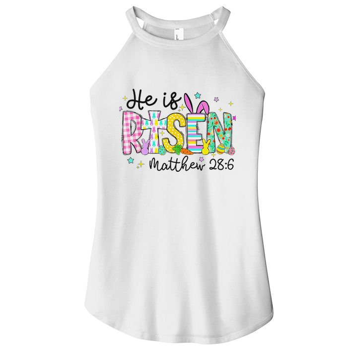 He Is Risen Jesus Christian Happy Easter Women's Perfect Tri Rocker Tank