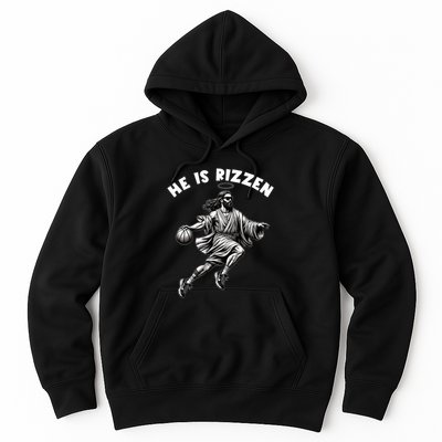 He Is Rizzen Jesus Playing Basketball Funny Easter Day Hoodie