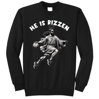 He Is Rizzen Jesus Playing Basketball Funny Easter Day Sweatshirt