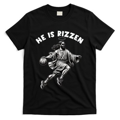 He Is Rizzen Jesus Playing Basketball Funny Easter Day T-Shirt