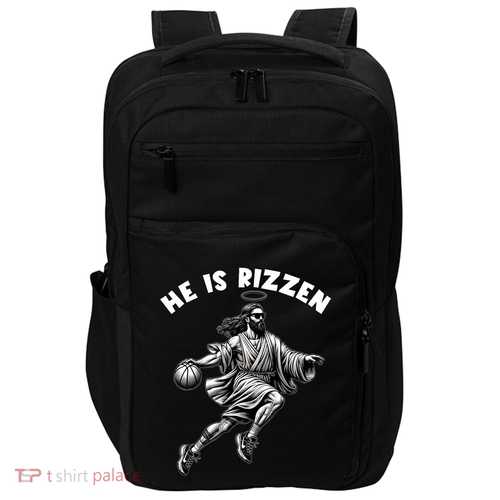 He Is Rizzen Jesus Playing Basketball Funny Easter Day Impact Tech Backpack
