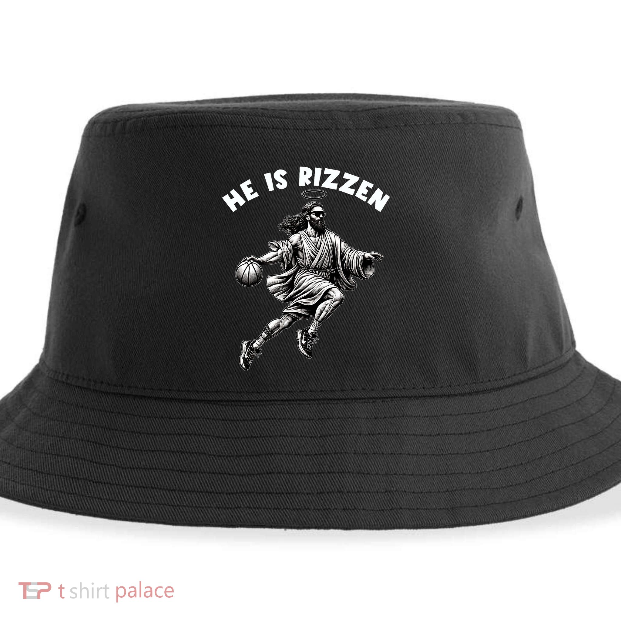 He Is Rizzen Jesus Playing Basketball Funny Easter Day Sustainable Bucket Hat