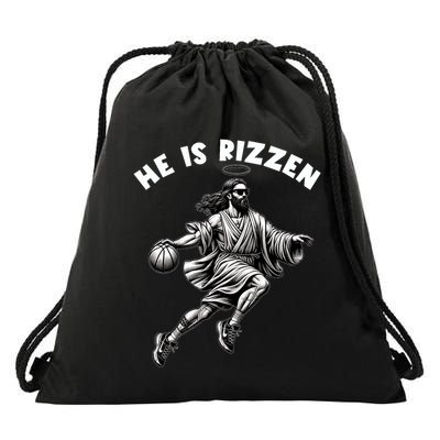 He Is Rizzen Jesus Playing Basketball Funny Easter Day Drawstring Bag