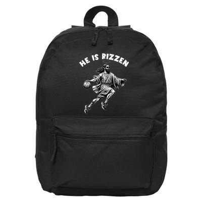 He Is Rizzen Jesus Playing Basketball Funny Easter Day 16 in Basic Backpack