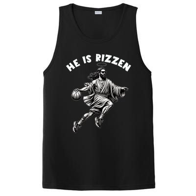 He Is Rizzen Jesus Playing Basketball Funny Easter Day PosiCharge Competitor Tank