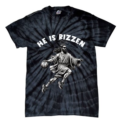 He Is Rizzen Jesus Playing Basketball Funny Easter Day Tie-Dye T-Shirt
