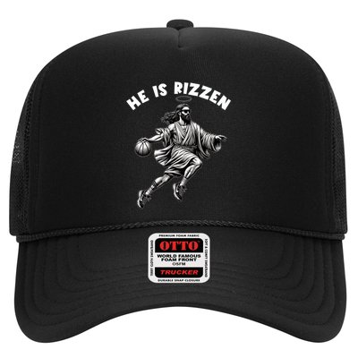 He Is Rizzen Jesus Playing Basketball Funny Easter Day Trucker Hat