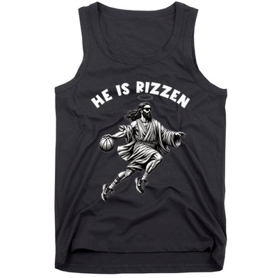 He Is Rizzen Jesus Playing Basketball Funny Easter Day Tank Top
