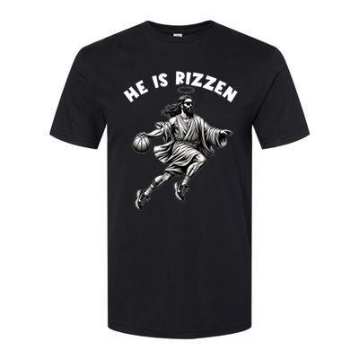 He Is Rizzen Jesus Playing Basketball Funny Easter Day Softstyle CVC T-Shirt