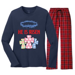 He Is Risen Jesus Christ Resurrection Happy Easter Day Women's Long Sleeve Flannel Pajama Set 