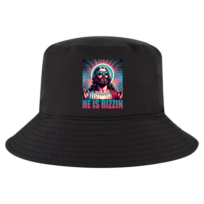He Is Rizzin Jesus Christ Cool Comfort Performance Bucket Hat