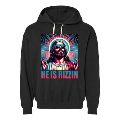 He Is Rizzin Jesus Christ Garment-Dyed Fleece Hoodie
