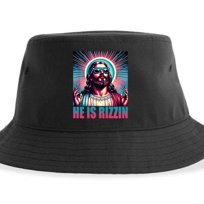 He Is Rizzin Jesus Christ Sustainable Bucket Hat