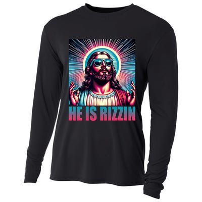 He Is Rizzin Jesus Christ Cooling Performance Long Sleeve Crew