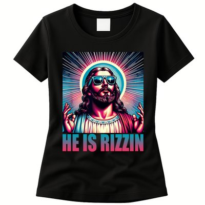 He Is Rizzin Jesus Christ Womens T-Shirt