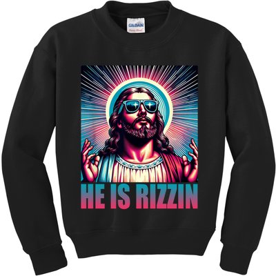 He Is Rizzin Jesus Christ Kids Sweatshirt
