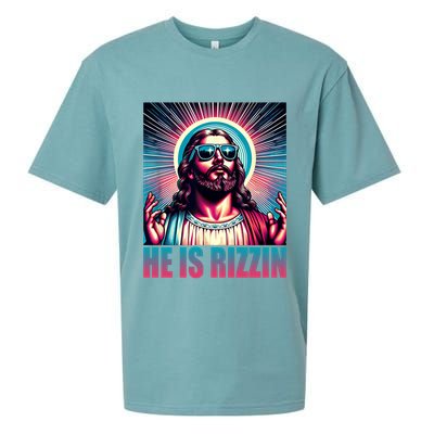 He Is Rizzin Jesus Christ Sueded Cloud Jersey T-Shirt