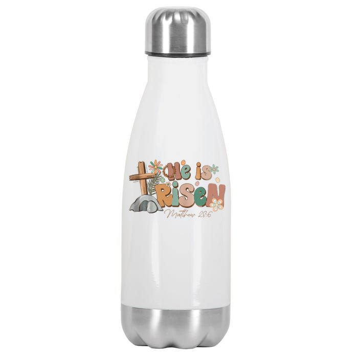 He Is Risen Matthew 28 6 Easter Day God Jesus Faith Easter Stainless Steel Insulated Water Bottle