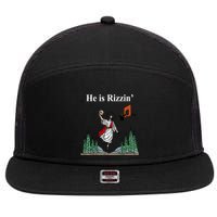 He Is Rizzin Funny Jesus Playing Basketball Meme 7 Panel Mesh Trucker Snapback Hat