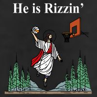 He Is Rizzin Funny Jesus Playing Basketball Meme 7 Panel Mesh Trucker Snapback Hat