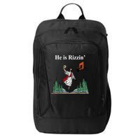 He Is Rizzin Funny Jesus Playing Basketball Meme City Backpack