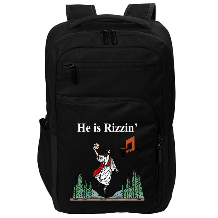 He Is Rizzin Funny Jesus Playing Basketball Meme Impact Tech Backpack