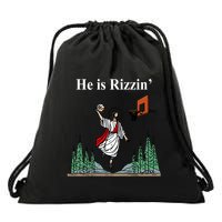 He Is Rizzin Funny Jesus Playing Basketball Meme Drawstring Bag