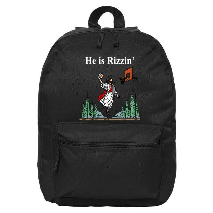 He Is Rizzin Funny Jesus Playing Basketball Meme 16 in Basic Backpack