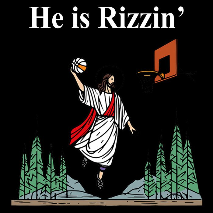 He Is Rizzin Funny Jesus Playing Basketball Meme 16 in Basic Backpack