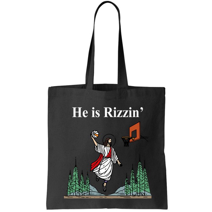 He Is Rizzin Funny Jesus Playing Basketball Meme Bag