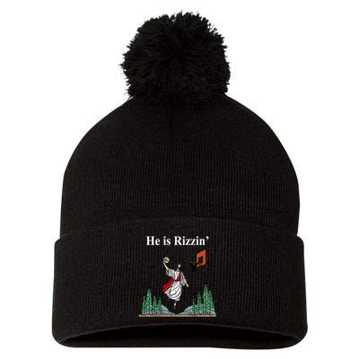 He Is Rizzin Funny Jesus Playing Basketball Meme Pom Pom 12in Knit Beanie