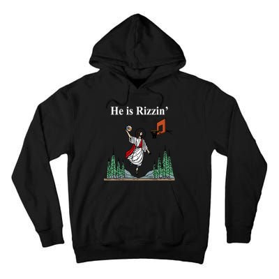 He Is Rizzin Funny Jesus Playing Basketball Meme Tall Hoodie