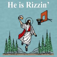 He Is Rizzin Funny Jesus Playing Basketball Meme Sueded Cloud Jersey T-Shirt