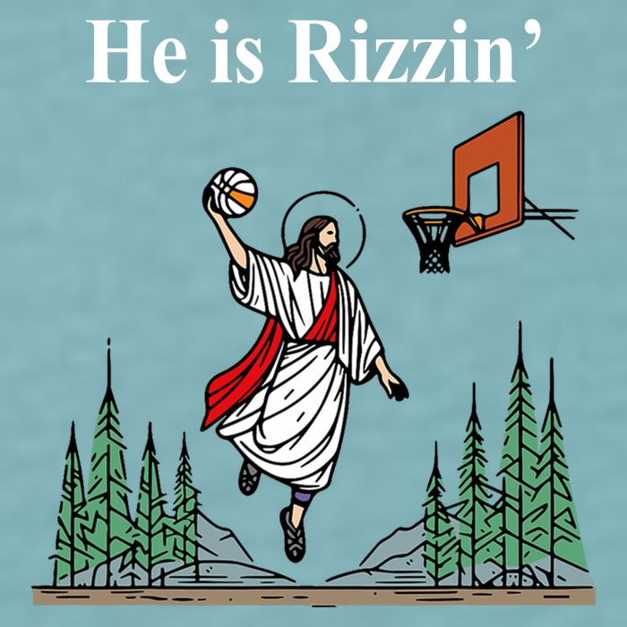 He Is Rizzin Funny Jesus Playing Basketball Meme Sueded Cloud Jersey T-Shirt