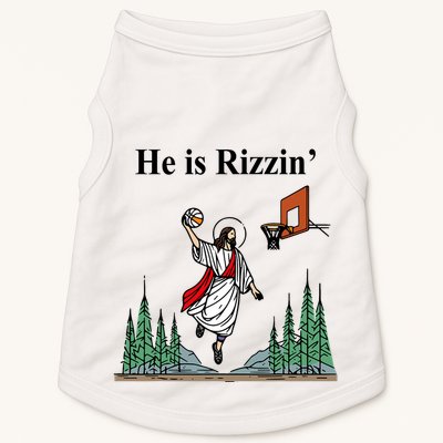 He Is Rizzin Funny Jesus Playing Basketball Meme Doggie Tank