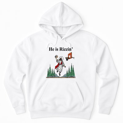 He Is Rizzin Funny Jesus Playing Basketball Meme Hoodie