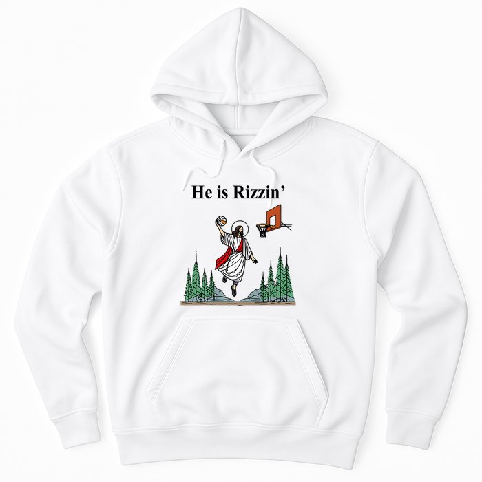 He Is Rizzin Funny Jesus Playing Basketball Meme Hoodie