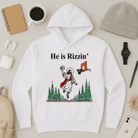 He Is Rizzin Funny Jesus Playing Basketball Meme Hoodie
