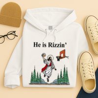 He Is Rizzin Funny Jesus Playing Basketball Meme Hoodie
