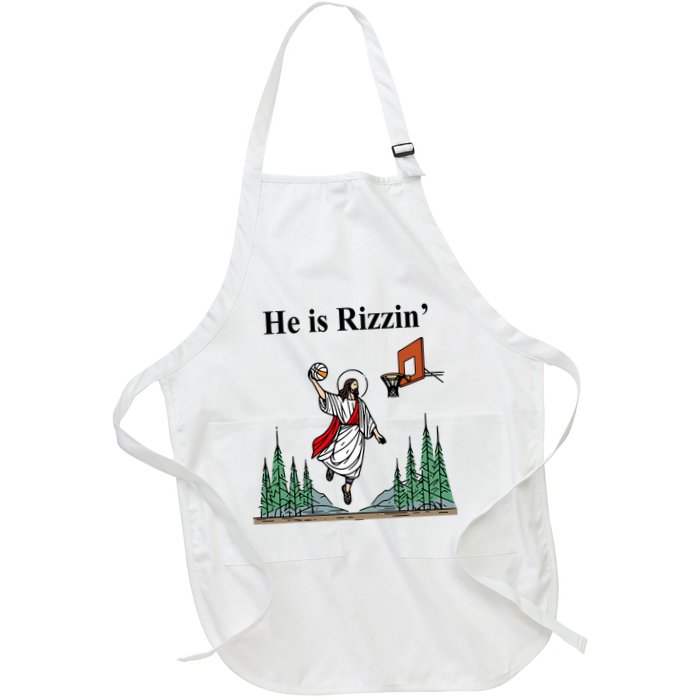 He Is Rizzin Funny Jesus Playing Basketball Meme Full-Length Apron With Pockets