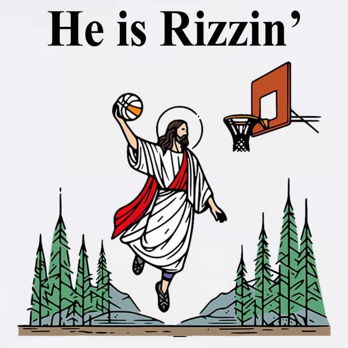 He Is Rizzin Funny Jesus Playing Basketball Meme Full-Length Apron With Pockets