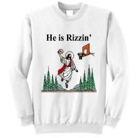 He Is Rizzin Funny Jesus Playing Basketball Meme Sweatshirt
