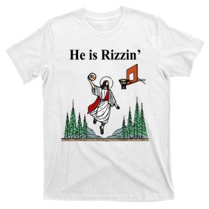 He Is Rizzin Funny Jesus Playing Basketball Meme T-Shirt