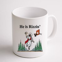 He Is Rizzin Funny Jesus Playing Basketball Meme Mug