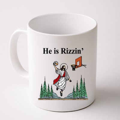 He Is Rizzin Funny Jesus Playing Basketball Meme Mug